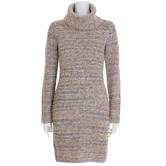 Rachel Zoe Women's Tan Variegated Poly/Acrylic/Spandex Knit Turtleneck Dress NEW - Picture 1 of 13
